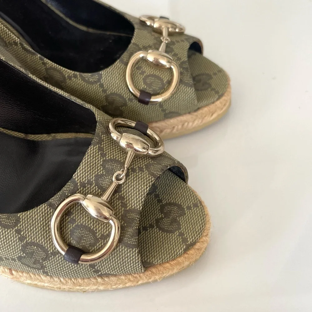 NEW IN BOX GUCCI GG LOGO MONOGRAM WEDGES - Picture 11 of 15